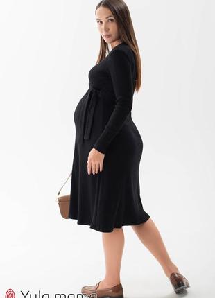 Платье для беременных и кормящих из теплого трикотажа ангора в рубчик6 фото