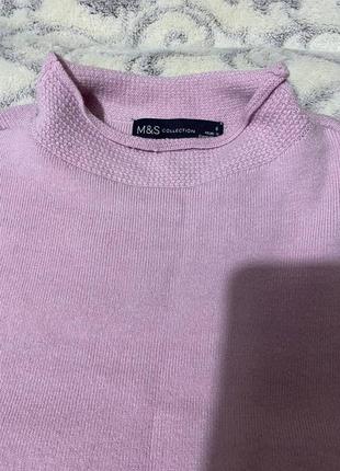 Свитер тёплый лиловый розовый кофта джемпер с горлом горловина гольф3 фото