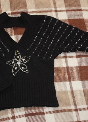 Распродажа свитер с интересной горловиной рукав летучая мышь