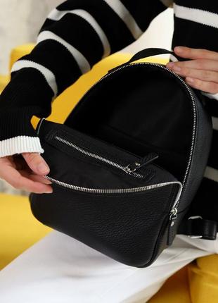 Рюкзак кожаный женский черный флотар5 фото