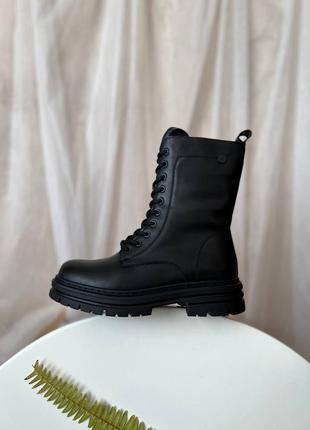 Чоботи сапоги женские черные зимние осенние весенние із зі справжньої шкіряні из...