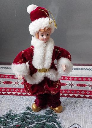 Ёлочная игрушка девочка в костюме санты клауса1 фото