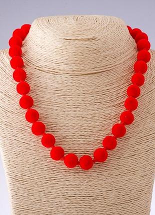 Намисто "горобина червона" в народному (етно) стилі "велюр" l-45см d-12мм