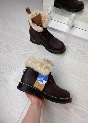 Чоботи/черевики/боти dr. martens 1460 dark brown+mustang kolbert