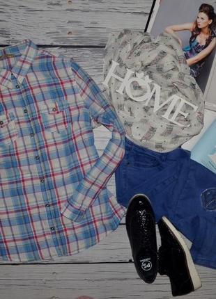 14/l-xl фирменная натуральная крутая женская рубашка клетка. 100 % коттон