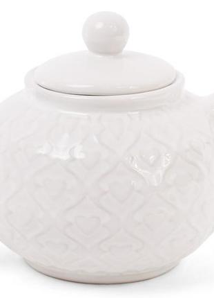 Чайник заварювальний "ніжний орнамент" 1000мл hotdeal bobi, керамічний, білий