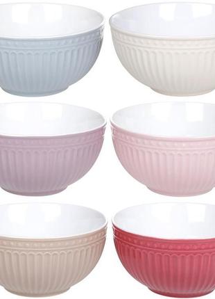 Набір 6 керамічних піал "артеміда" cream 600мл hotdeal, кольорові салатники
