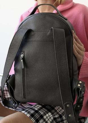Рюкзак кожаный женский графитный6 фото