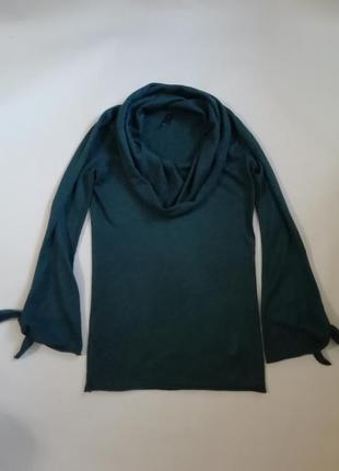 Стильный шерстяной свитер с высоким горлом/рукавами - узелками