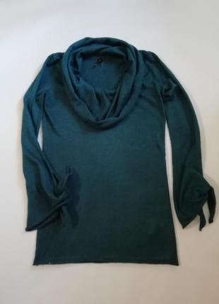 Стильный шерстяной свитер с высоким горлом/рукавами - узелками5 фото