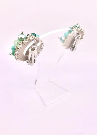 Красиві м‘ятні сережки кліпси, ручна робота2 фото