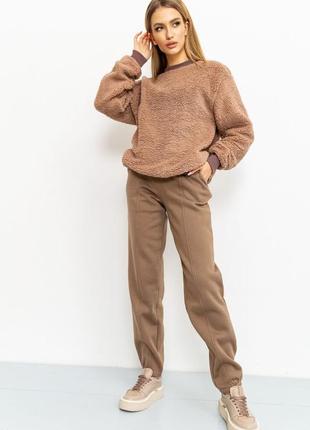 Спорт брюки женские на флисе цвет шоколадный4 фото