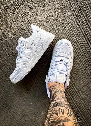 Мужские кожаные кроссовки adidas forum low"white"#адидас