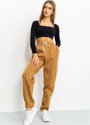 Спорт брюки женские на флисе цвет коричневый3 фото