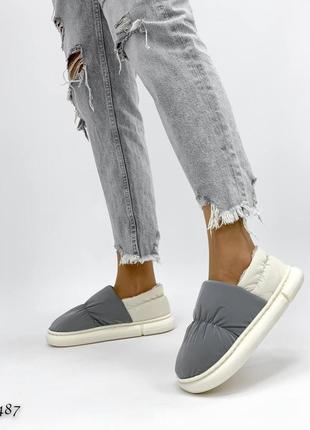 Дутики зимние серые женские