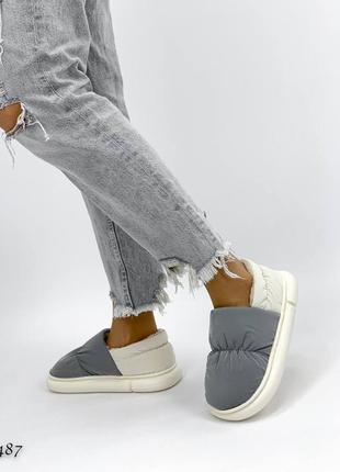 Дутики зимние серые женские