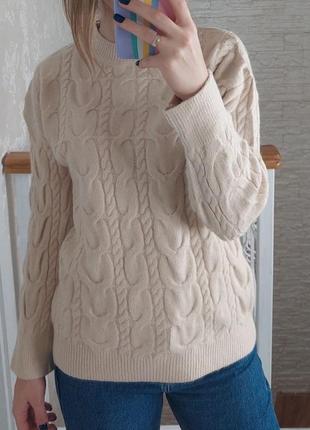 Жіночий кашеміровий светр із косами великого розміру