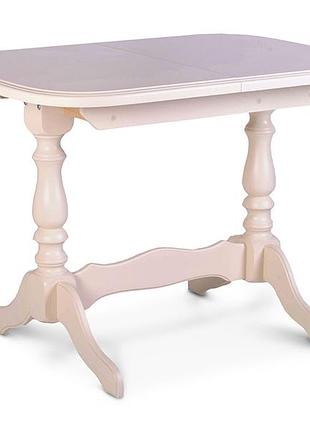 Стіл дерев'яний розкладний на двох ніжках, кухонний, обідній аврора (слонова кістка)