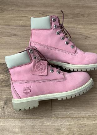 Стильні чоботи  timberland pastel pink premium ankle3 фото