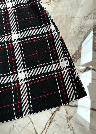 Тепла зимова твідова чорна спідниця в клітинку , юбка primark3 фото