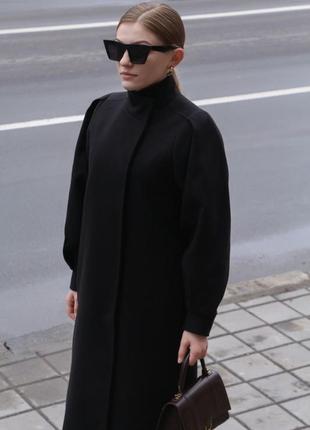 Зимовий кашемірове пальто чорне міді максі з вовни в стилі zara massimo dutti mango h&m asos reserved3 фото