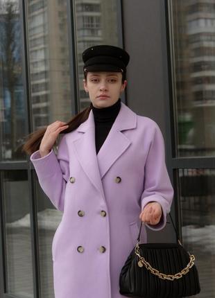 Зимове лавандове фіолетове пальто українського виробництва шерстяне кашемір оце в стилі zara mango h&m cos massimo dutti reserved