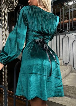 Платье изумрудное , зелёное , бархатное2 фото