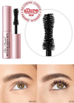 Туш 3.9 г для збільшення довжини та об'єму вій too faced better than sex mascara2 фото