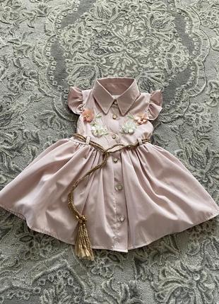 Сукня святкова для дівчинки плаття ніжного кольору сукня зефірна з квітами1 фото