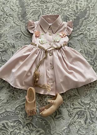 Сукня святкова для дівчинки плаття ніжного кольору сукня зефірна з квітами6 фото