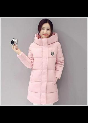 Пальто женское нежно розовое пуховик куртка зимняя осенняя пудровая2 фото