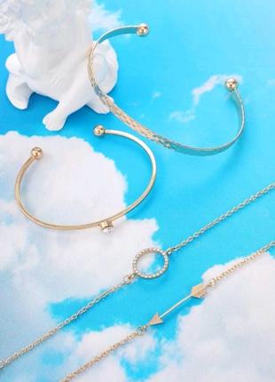 Набор из 4-х стильных браслетов, комплект браслетиков, украшение, подарок, золото, браслет2 фото