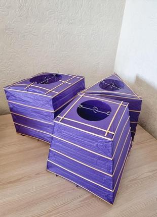 Подвесные китайские бумажные фонарики набор фиолетовый1 фото