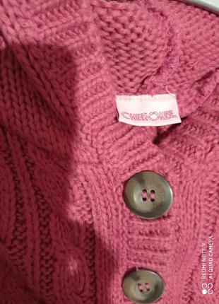 Безрукавка худи с капюшоном розовая вязанная мягкая4 фото