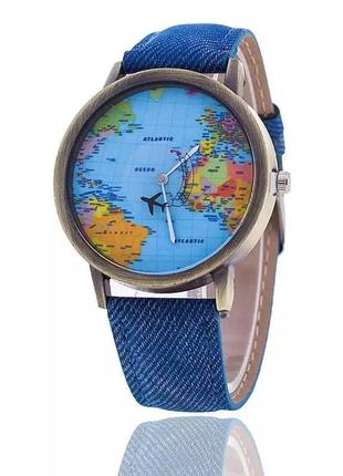 💙🌲 наручні годинники "літак" мрія мандрівника, сині