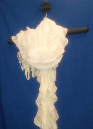 Очень нарядный красивый белый  шарф5 фото