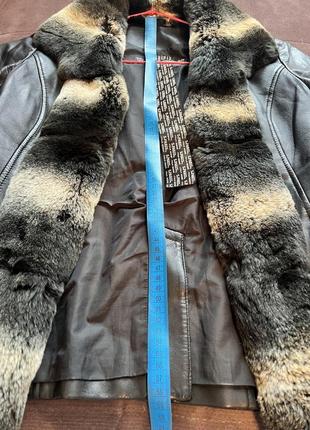 Шкіряна куртка з натуральним хутром шиншили3 фото