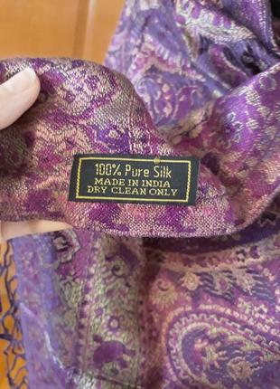 Индия эксклюзив 100 % шелк оригинал палантин шарф3 фото