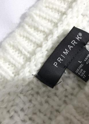 Светр primark, в‘язаний светр, теплий джемпер, білий в‘язаний светр, светр оверсайз8 фото