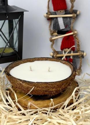 Свічка половинка кокосу час горіння 20 годин2 фото