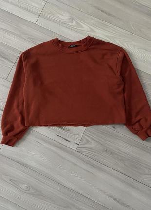 Світшот кофта оверсайз утеплена вкорочена з необробленим краєм