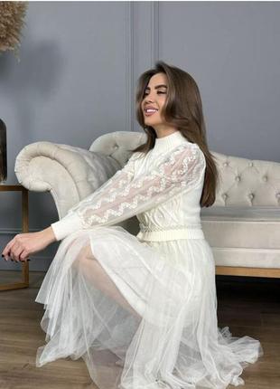 Чаріавна ніжна сукня плаття міді мереживо в’язка фатин4 фото