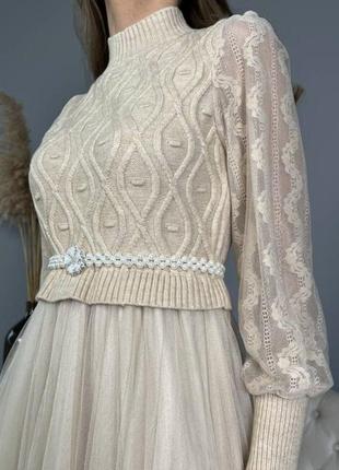 Чаріавна ніжна сукня плаття міді мереживо в’язка фатин2 фото