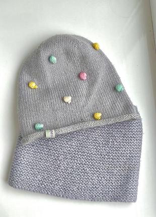 Шапка та хомут набір вязаний набор тепла шапка з шарфом терлася шапка детская6 фото