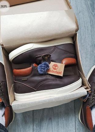 Кожаные, коричневые ботинки зимние timberland2 фото