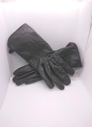 Теплі шкіряні чорні рукавички sienna de luca s/7