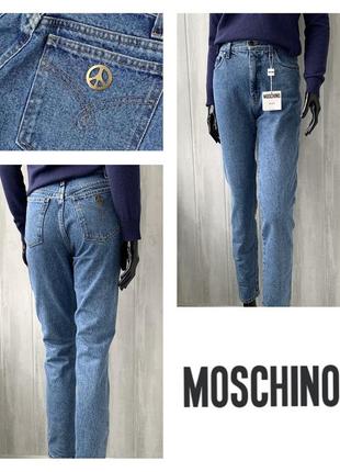 Новые винтажные прямые джинсы мом moschino jeans на высокой посадке / талии
