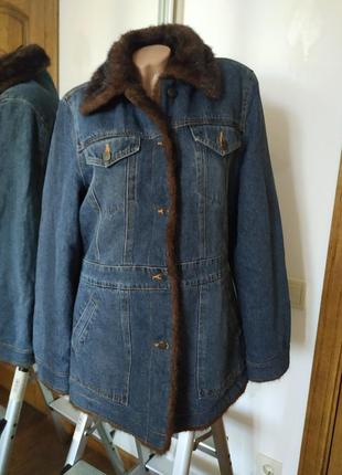 Меховая джинсовая куртка пиджак шерпа marvin richards