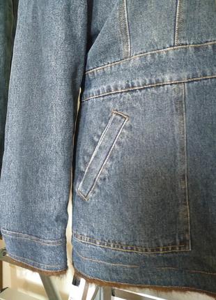 Меховая джинсовая куртка пиджак шерпа marvin richards8 фото