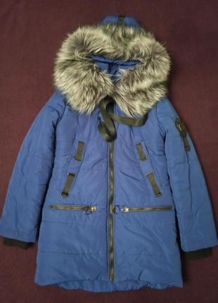 Зимняя курточка пальто на девочку на рост 134
